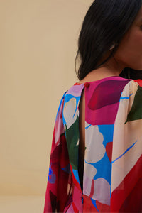 Watercolor Floral Maxi Dress - Red