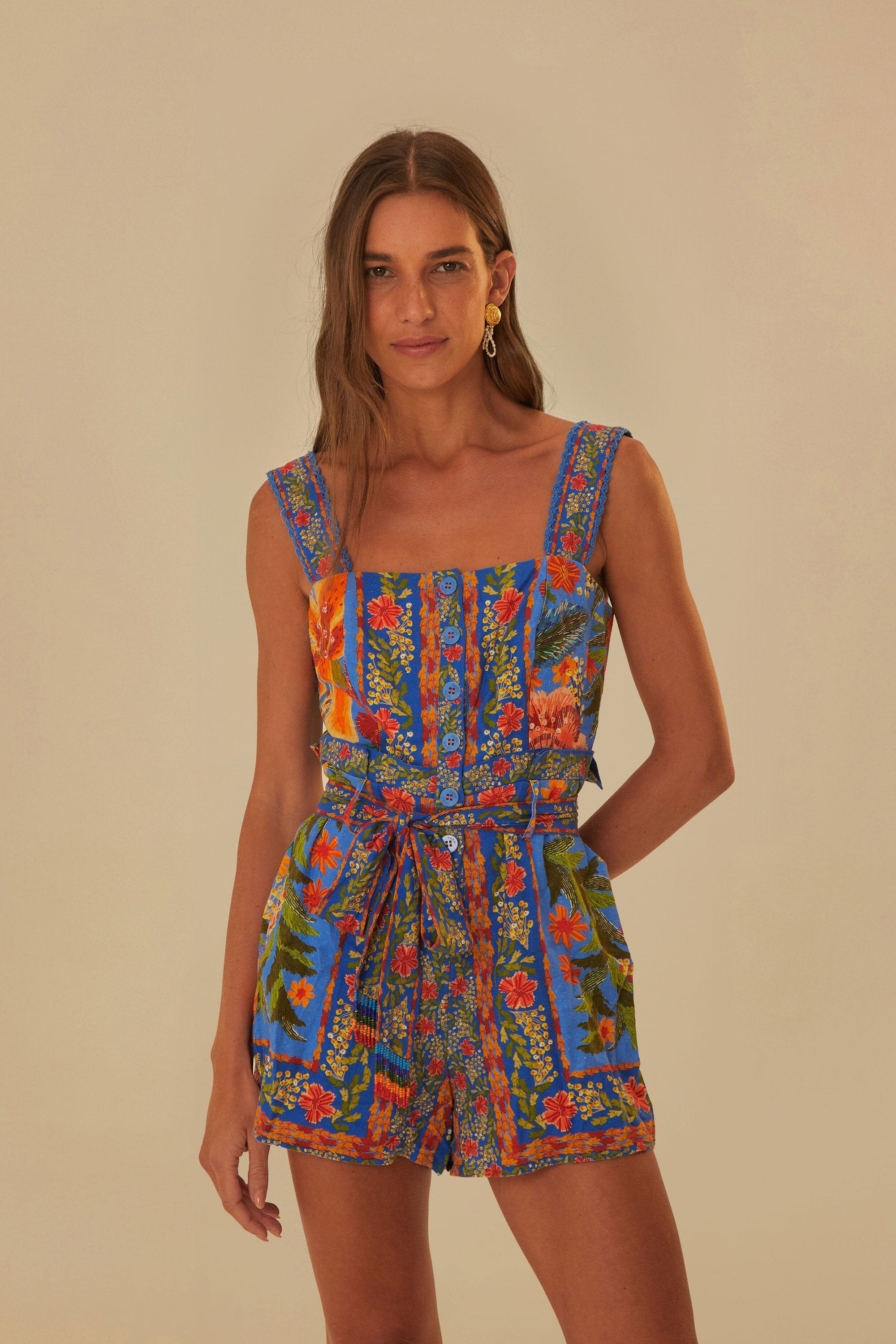 NEW_Stiched Garden Blue Robes courtes - Stiched Garden Blue