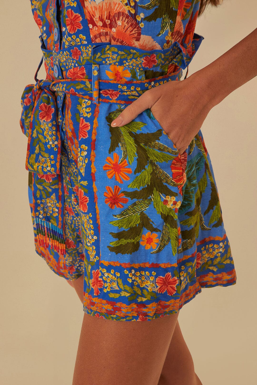 NEW_Stiched Garden Blue Robes courtes - Stiched Garden Blue