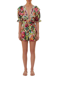 DJV_Painted Flowers Off White Robes courtes - Painted Flowers Off White