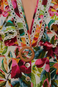 DJV_Painted Flowers Off White Robes courtes - Painted Flowers Off White