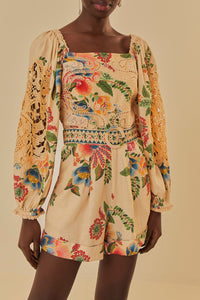 Delicate Garden linen playsuit - Green
