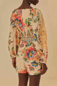 Delicate Garden linen playsuit - Green