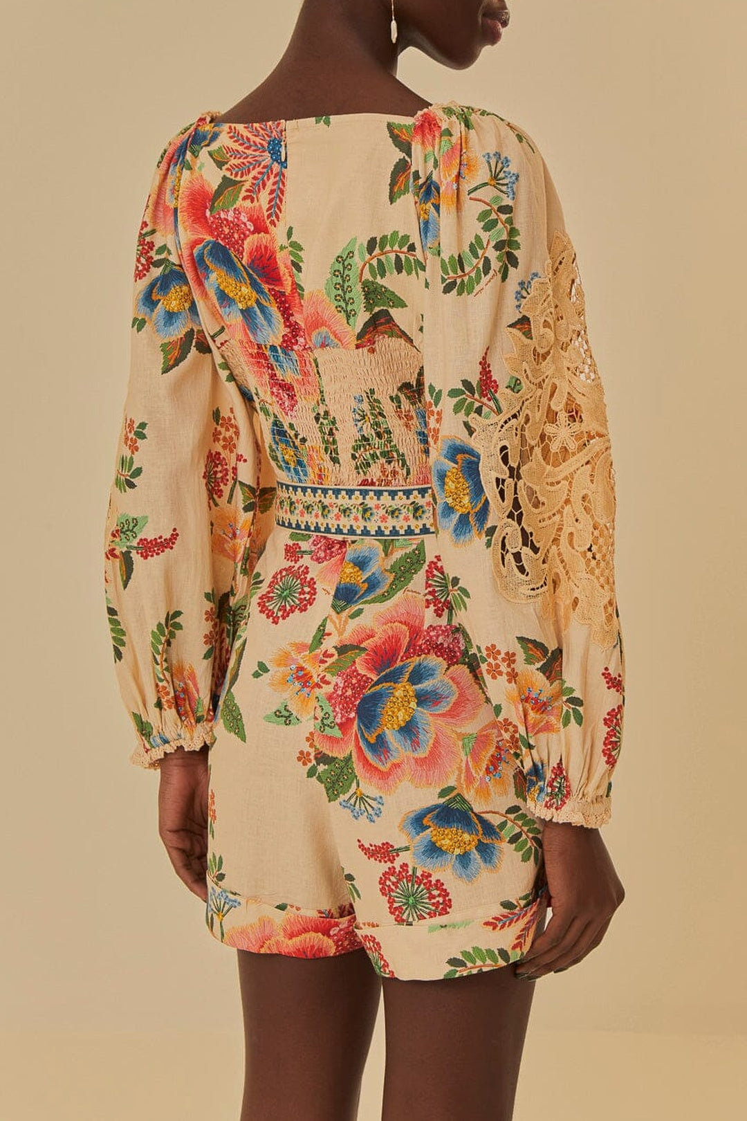 Delicate Garden linen playsuit - Green