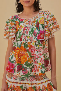 Blouse Flowerful Sketch en coton - Multicolore