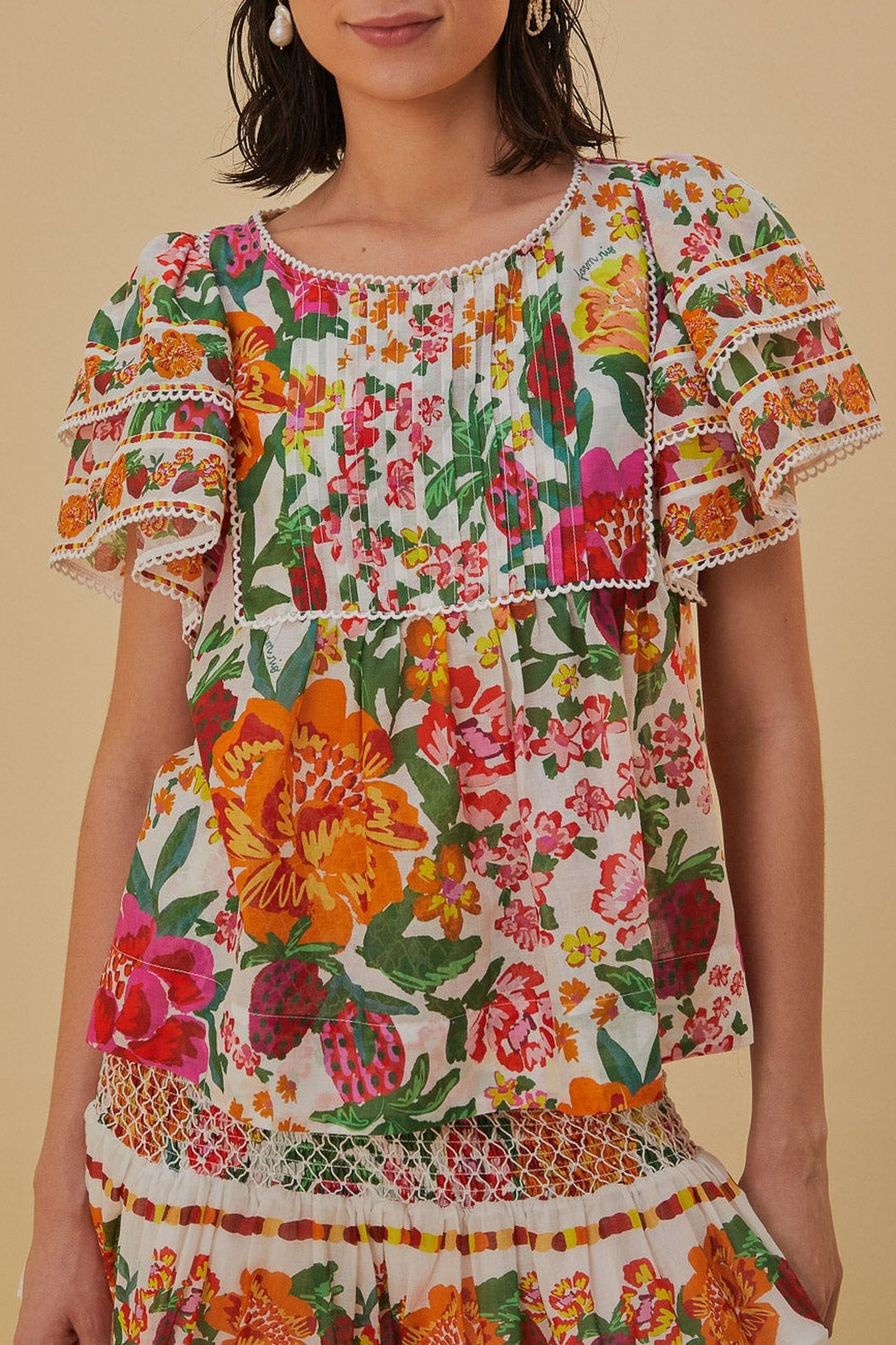 Blouse Flowerful Sketch en coton - Multicolore
