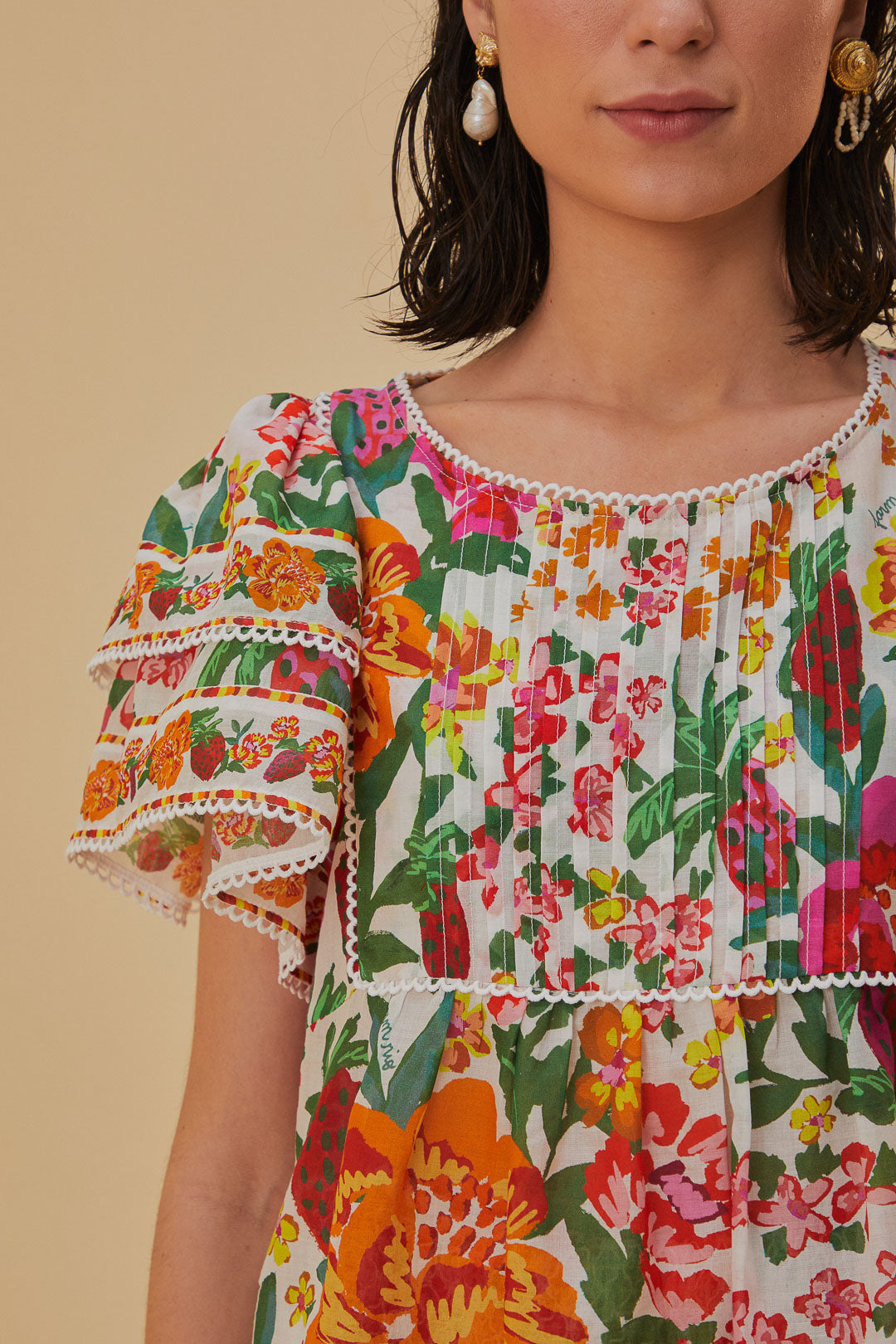 Blouse Flowerful Sketch en coton - Multicolore