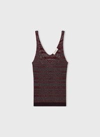 MAUVE MICRO-CHECK KNITTED TANK TOP