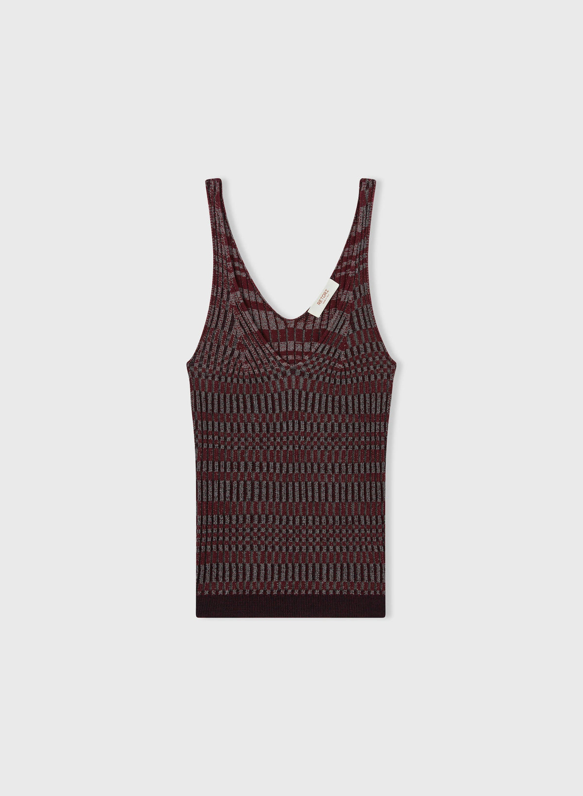 MAUVE MICRO-CHECK KNITTED TANK TOP