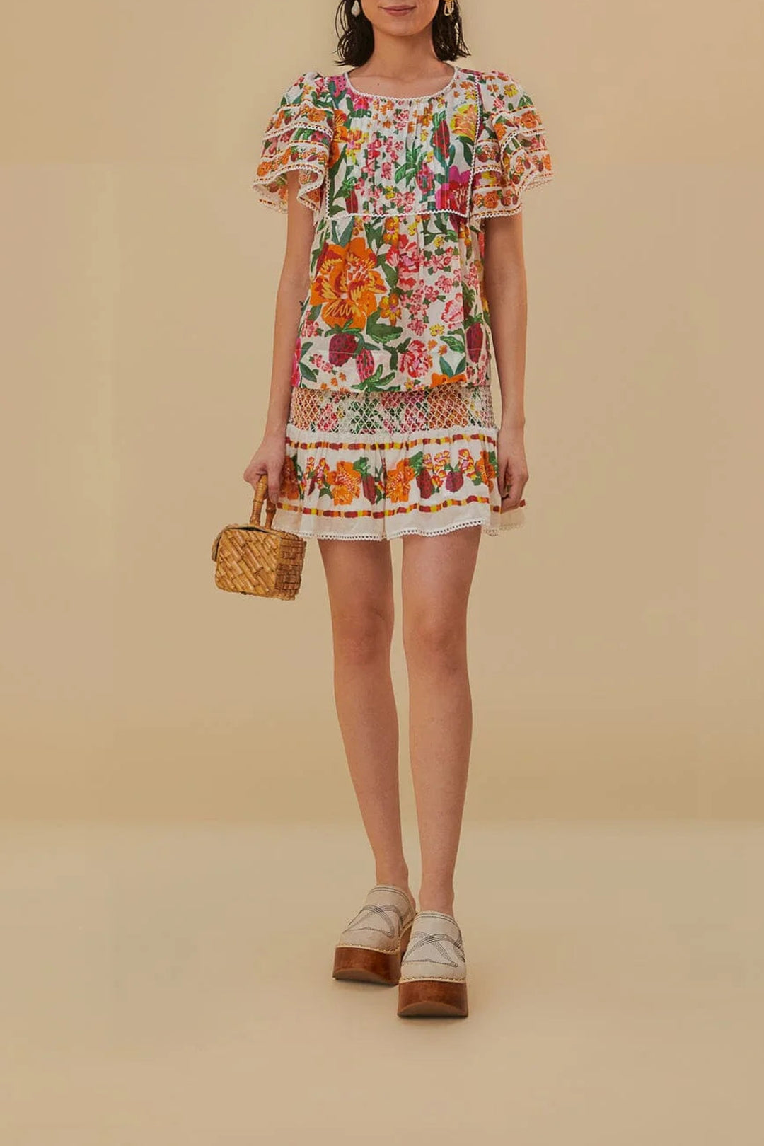 DJV_Flowerful Sketch Off White Jupes & Shorts - Flowerful Sketch Off White