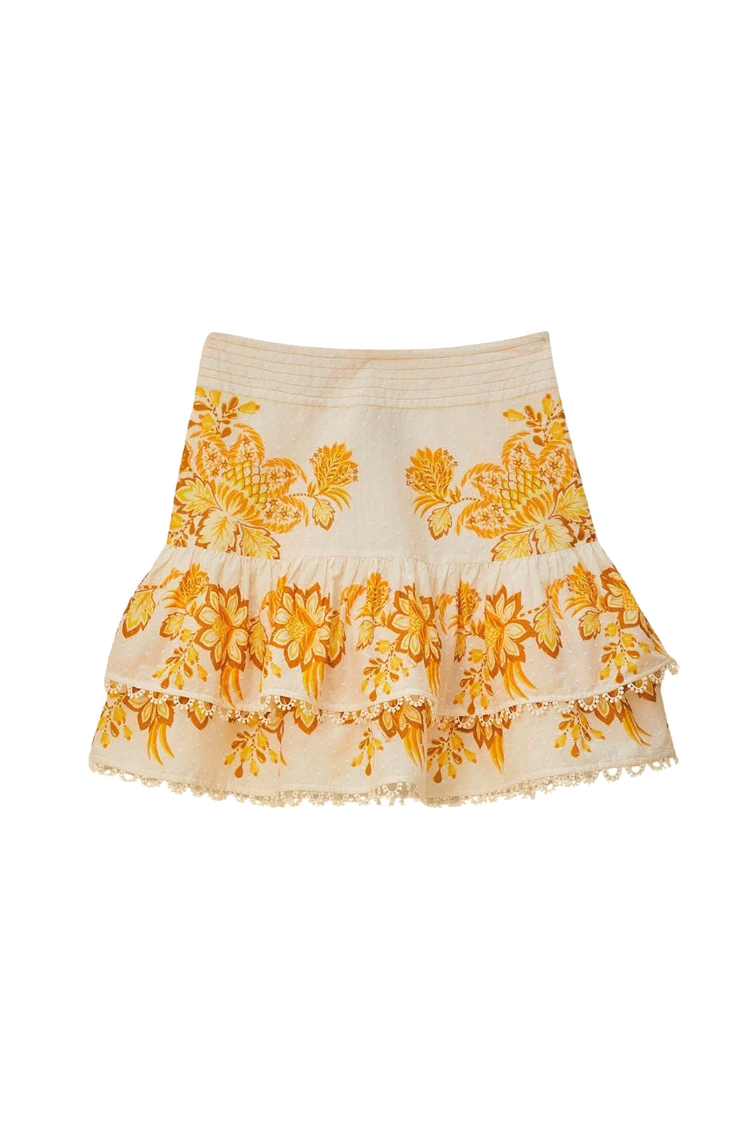MEDIA OFF LINE_Mini jupe Aura Floral en coton - Jaune