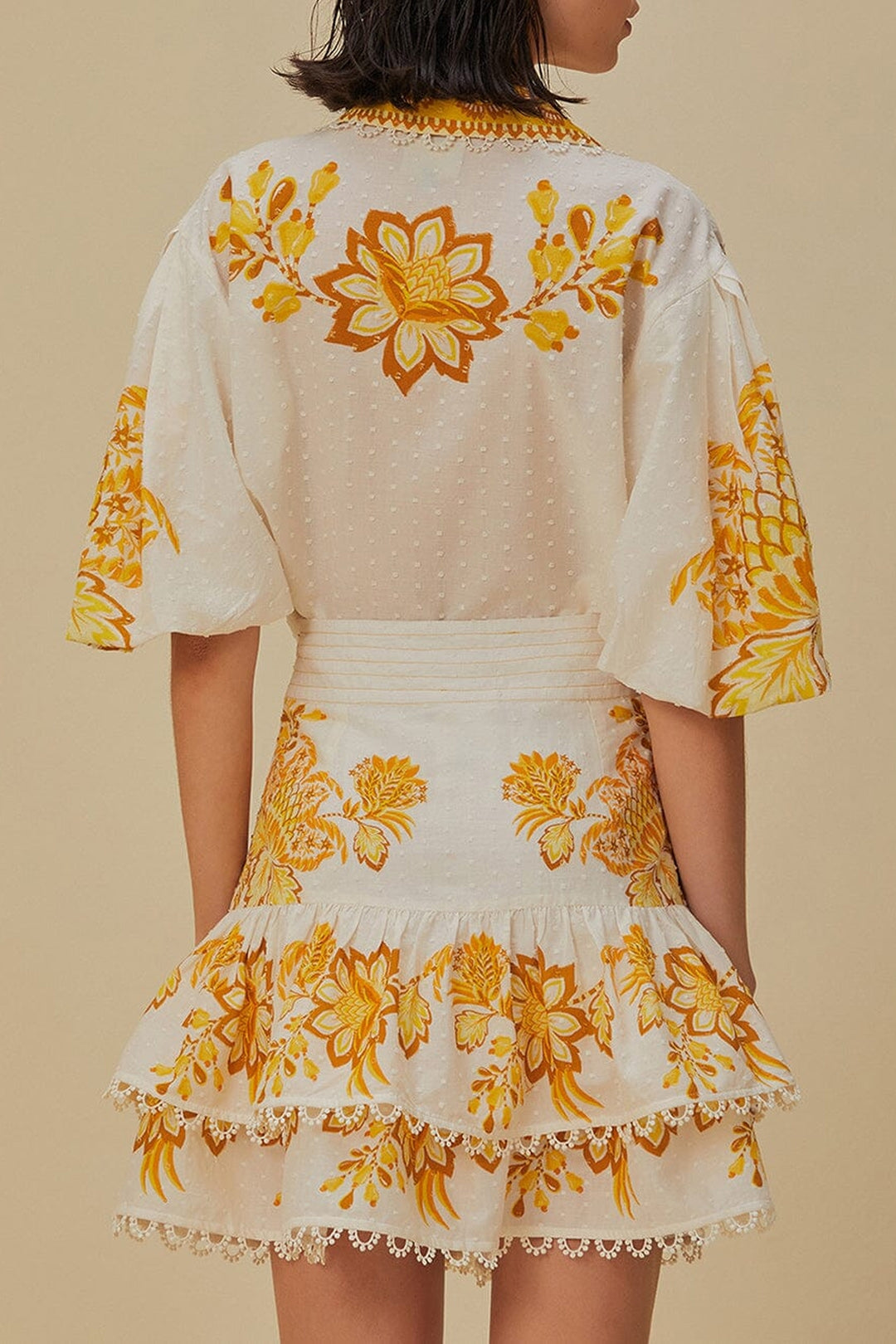 MEDIA OFF LINE_Mini jupe Aura Floral en coton - Jaune