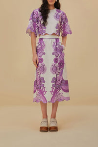 Jupe midi Color Festival en lin - Violet