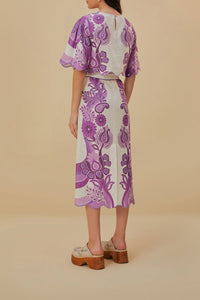 Jupe midi Color Festival en lin - Violet