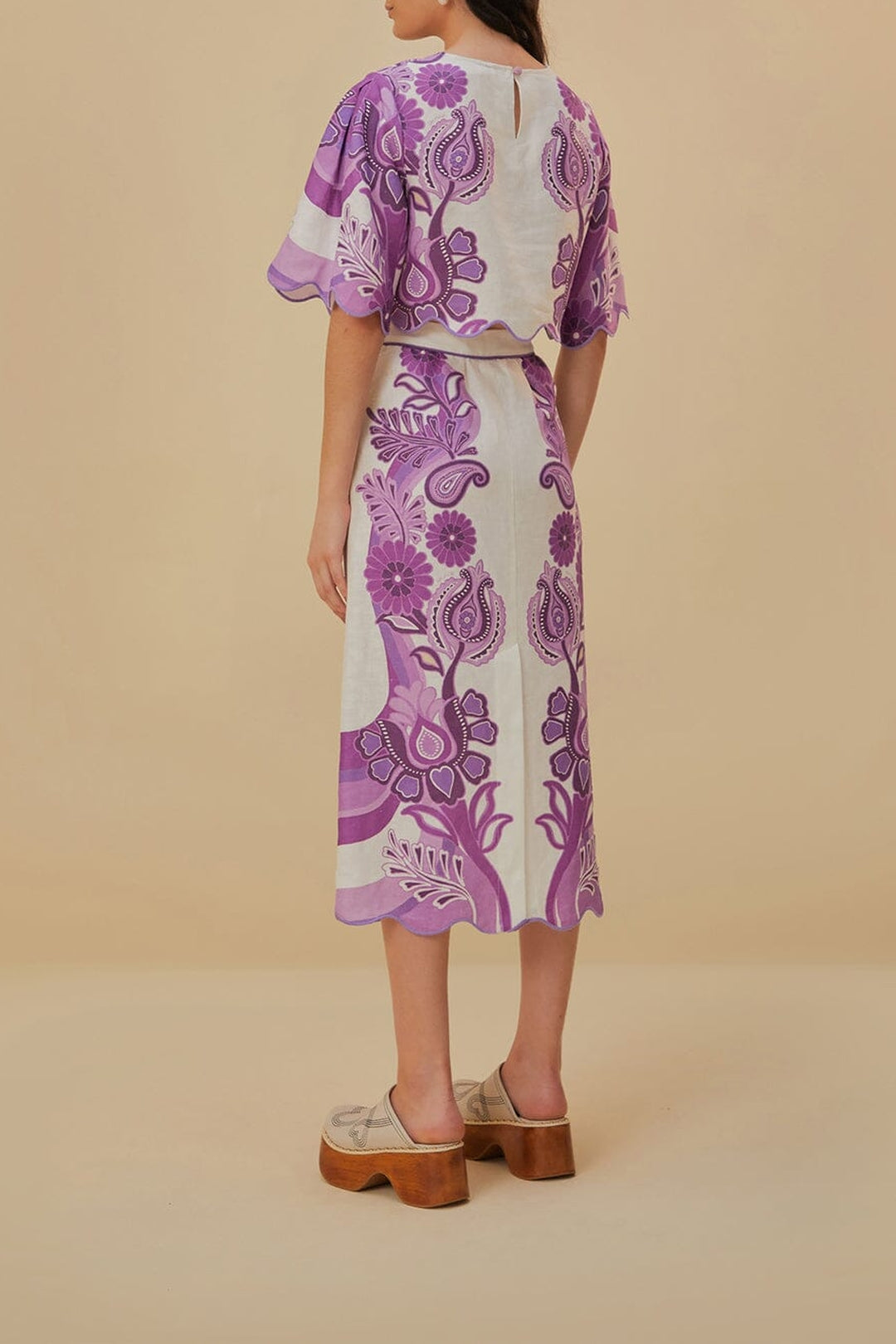 Jupe midi Color Festival en lin - Violet