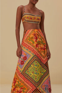 Jupe midi à multiple foulards - Multicolore