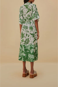 Robe midi à manches courtes âme de la forêt en coton - Vert