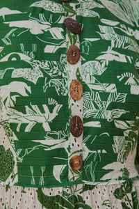 Robe midi à manches courtes âme de la forêt en coton - Vert
