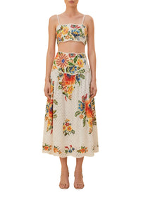 Delicate Garden sleeveless cotton crop top - White