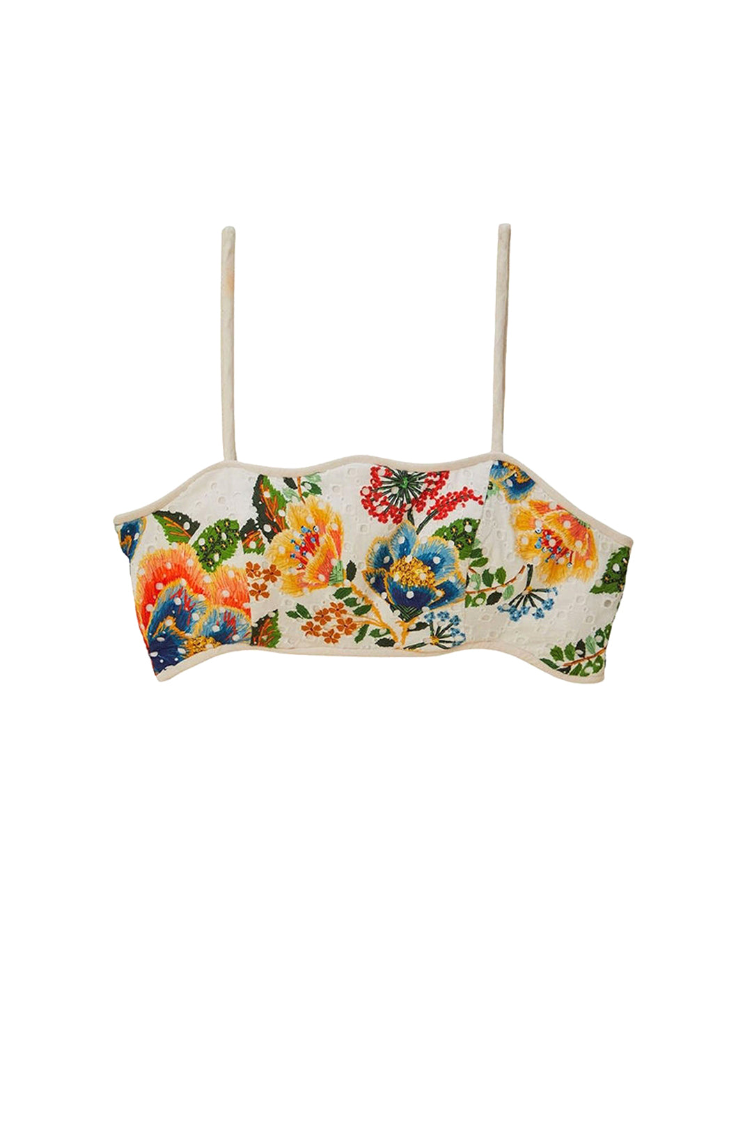 Delicate Garden sleeveless cotton crop top - White