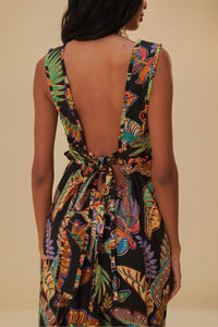 Robe longue Cool Foliage en coton - Noir