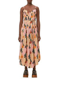 Robe longue à bretelles en lin - Multicolore