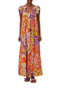 Robe longue à bretelles Lee Floral en coton - Orange