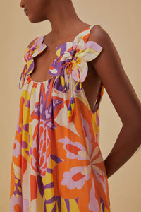 Robe longue à bretelles Lee Floral en coton - Orange