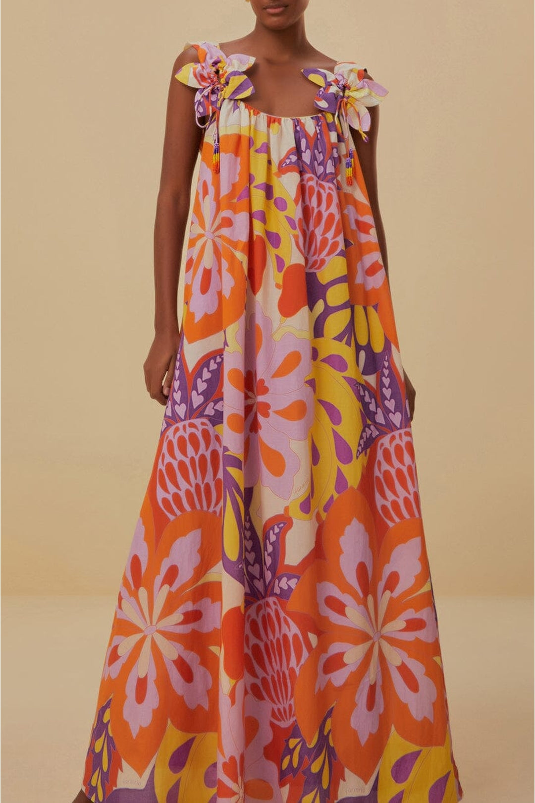 Robe longue à bretelles Lee Floral en coton - Orange