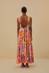 Robe longue à bretelles Lee Floral en coton - Orange