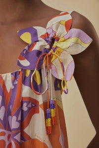Robe longue à bretelles Lee Floral en coton - Orange