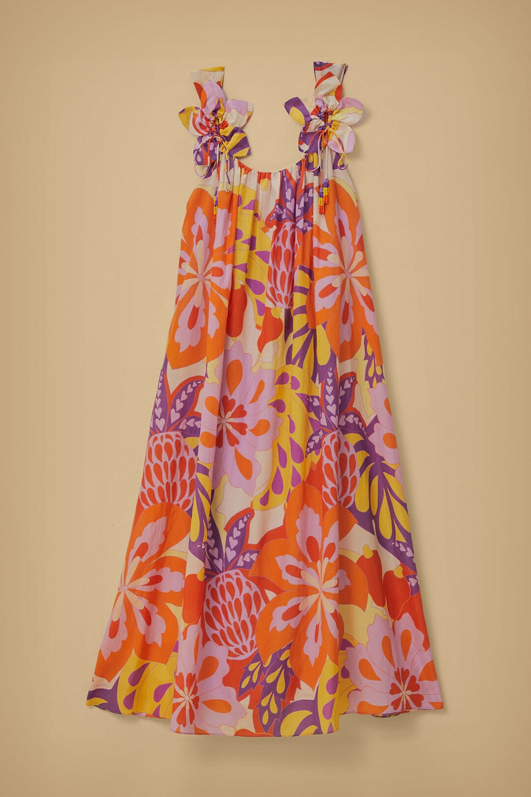 Robe longue à bretelles Lee Floral en coton - Orange