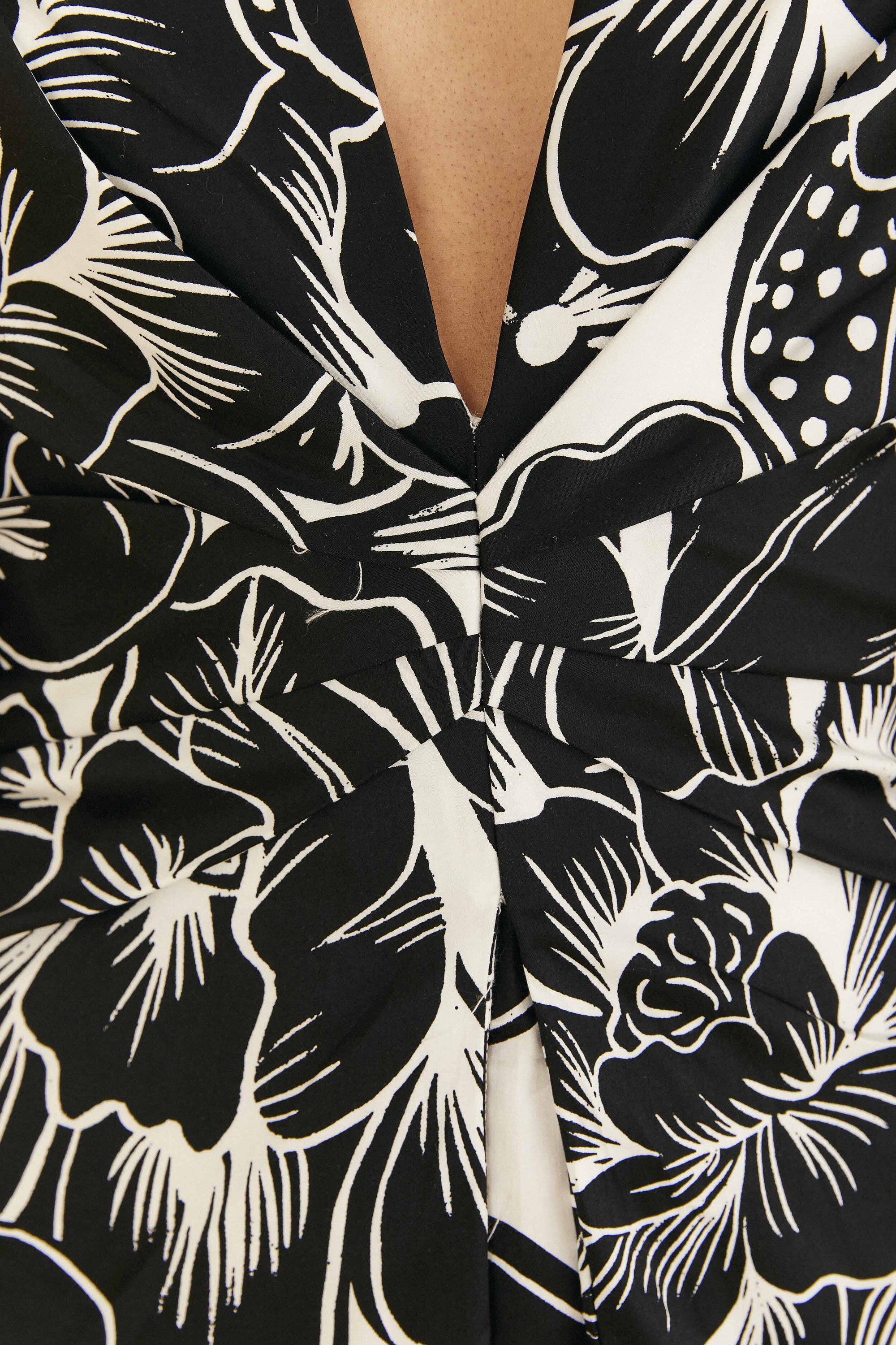 Robe longue Chita Woodcut à col V en coton - Blanc