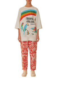 T-shirt Tropical Colors en coton - Blanc