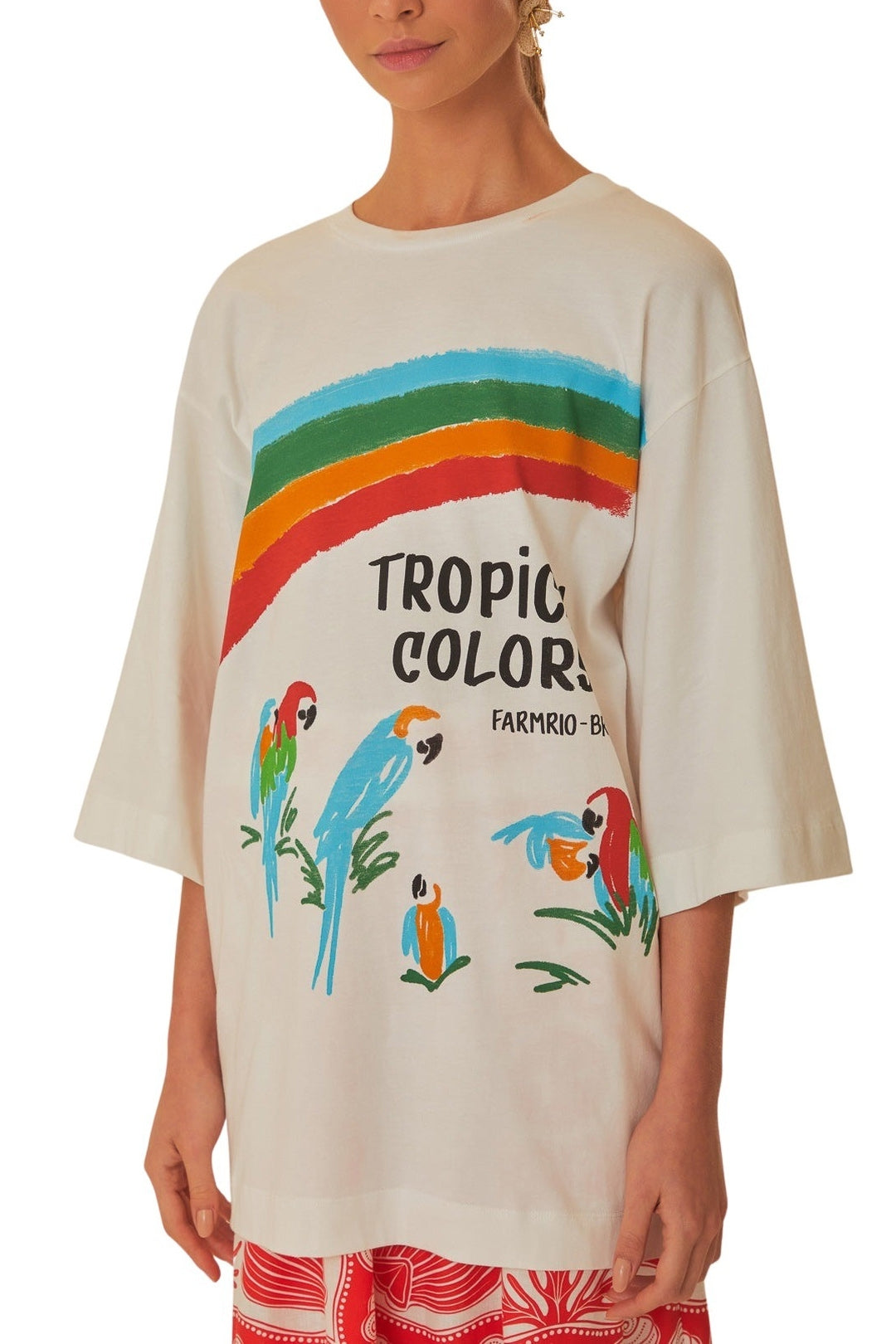 T-shirt Tropical Colors en coton - Blanc