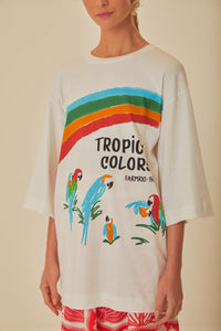 T-shirt Tropical Colors en coton - Blanc