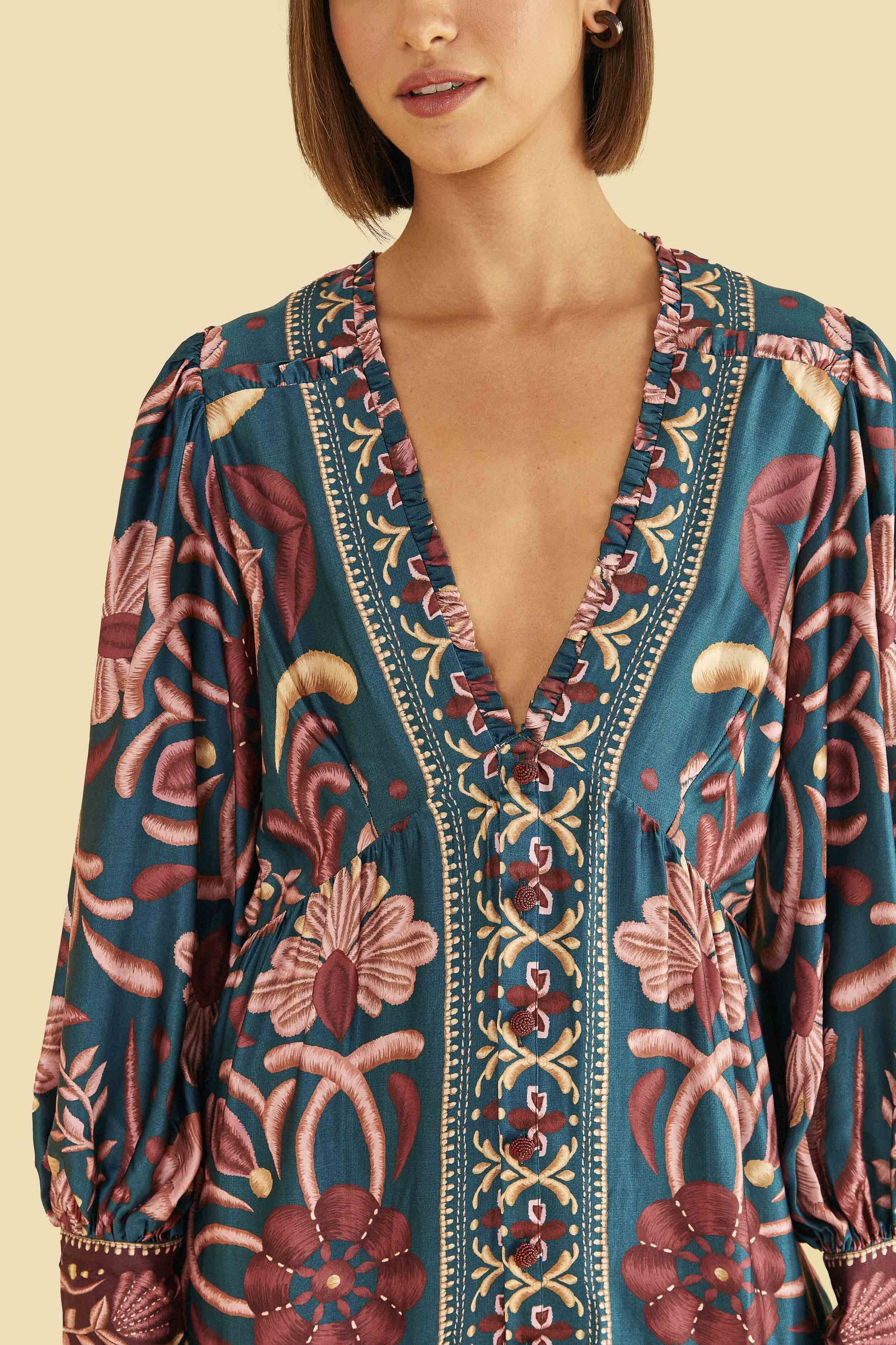 Robe courte à manches longues - Vert