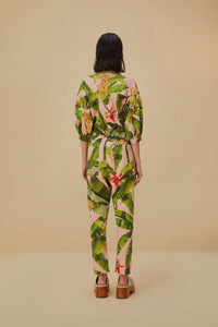 Banana Leaves jumpsuit in cotton - Pink