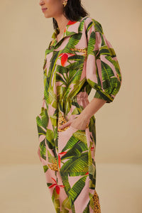 Banana Leaves jumpsuit in cotton - Pink