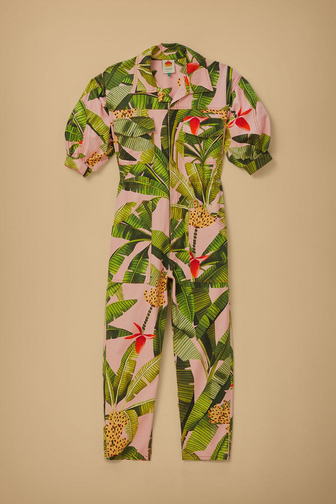 Banana Leaves jumpsuit in cotton - Pink