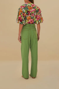 Pantalon à plis en coton - Vert
