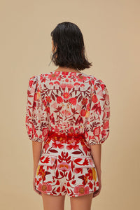 Short Romantique Verger en coton - Rouge