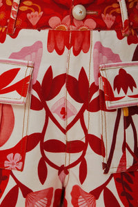 Short Romantique Verger en coton - Rouge
