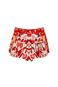Short Romantique Verger en coton - Rouge