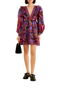 Robe courte Flowers en coton - Violet