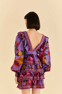 Robe courte Flowers en coton - Violet