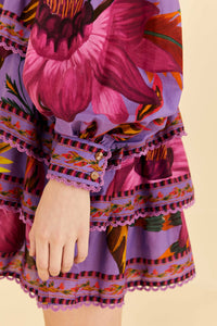 Robe courte Flowers en coton - Violet