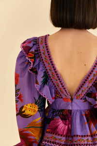Robe courte Flowers en coton - Violet