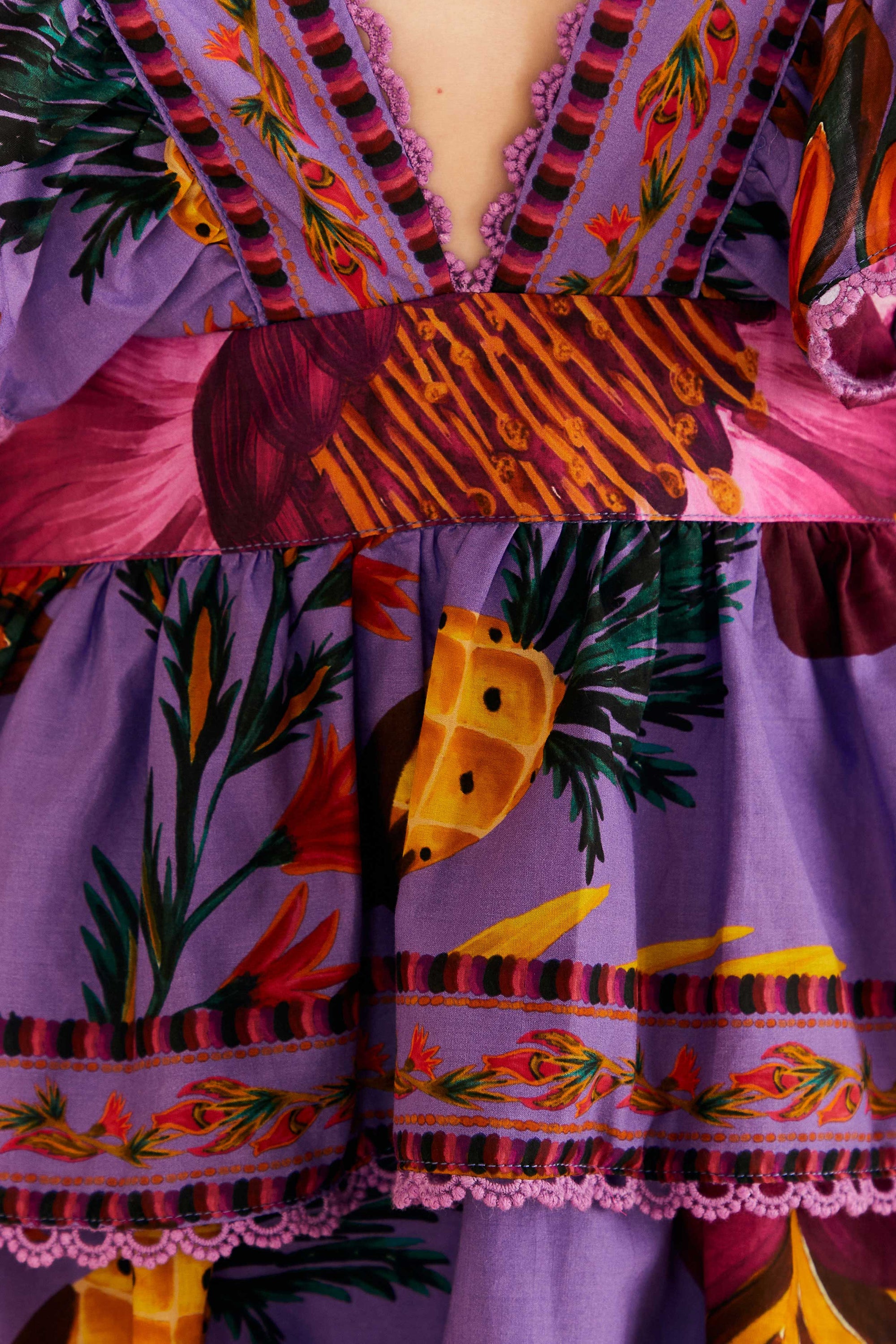 Robe courte Flowers en coton - Violet