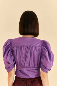Blouse courte à manches bouffantes - Violet